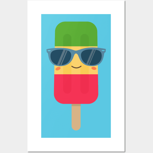 Cool Ice Cream Summer Popsicle T-Shirt Wall Art by happinessinatee